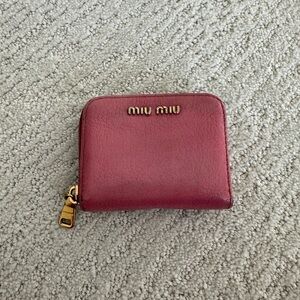 Miu Miu mini coin pouch wallet with zipper pink